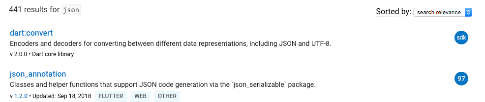 Search hits in SDK core libraries are included among the results