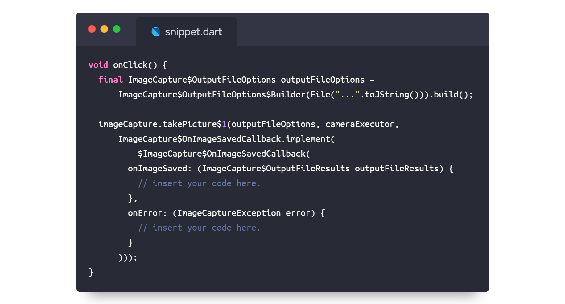 Example snippet Translation.
